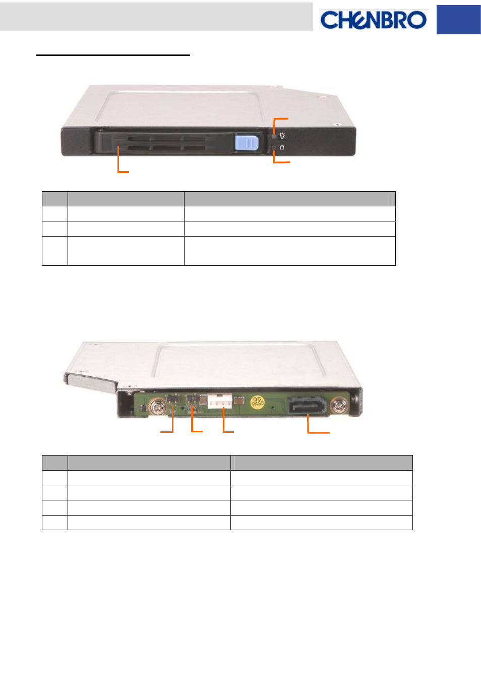 Components description, Front view, Rear view | Chenbro SK51201 Installation Guide with 3Gb/s SATA/SAS Backplane - Manual User Manual | Page 9 / 12