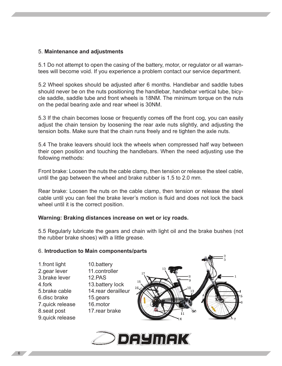 Daymak Paris 36V User Manual | Page 6 / 8