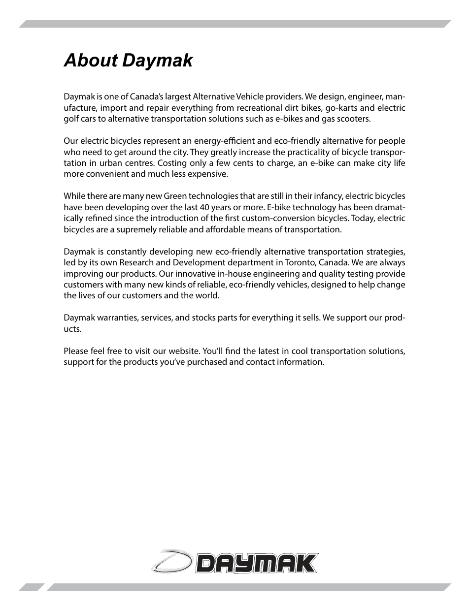 About daymak | Daymak Rome Lithium User Manual | Page 2 / 27