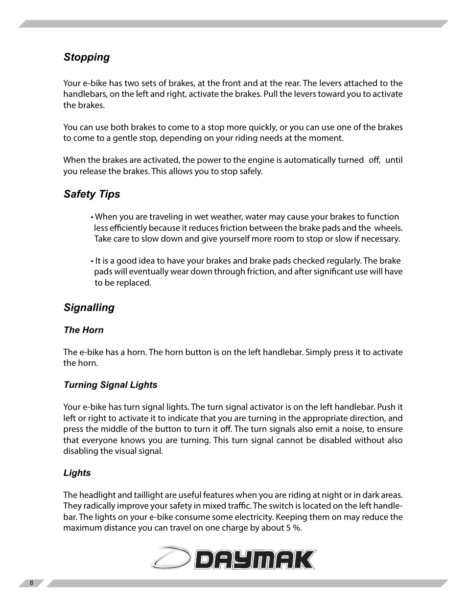 Daymak Rome Lithium User Manual | Page 8 / 27