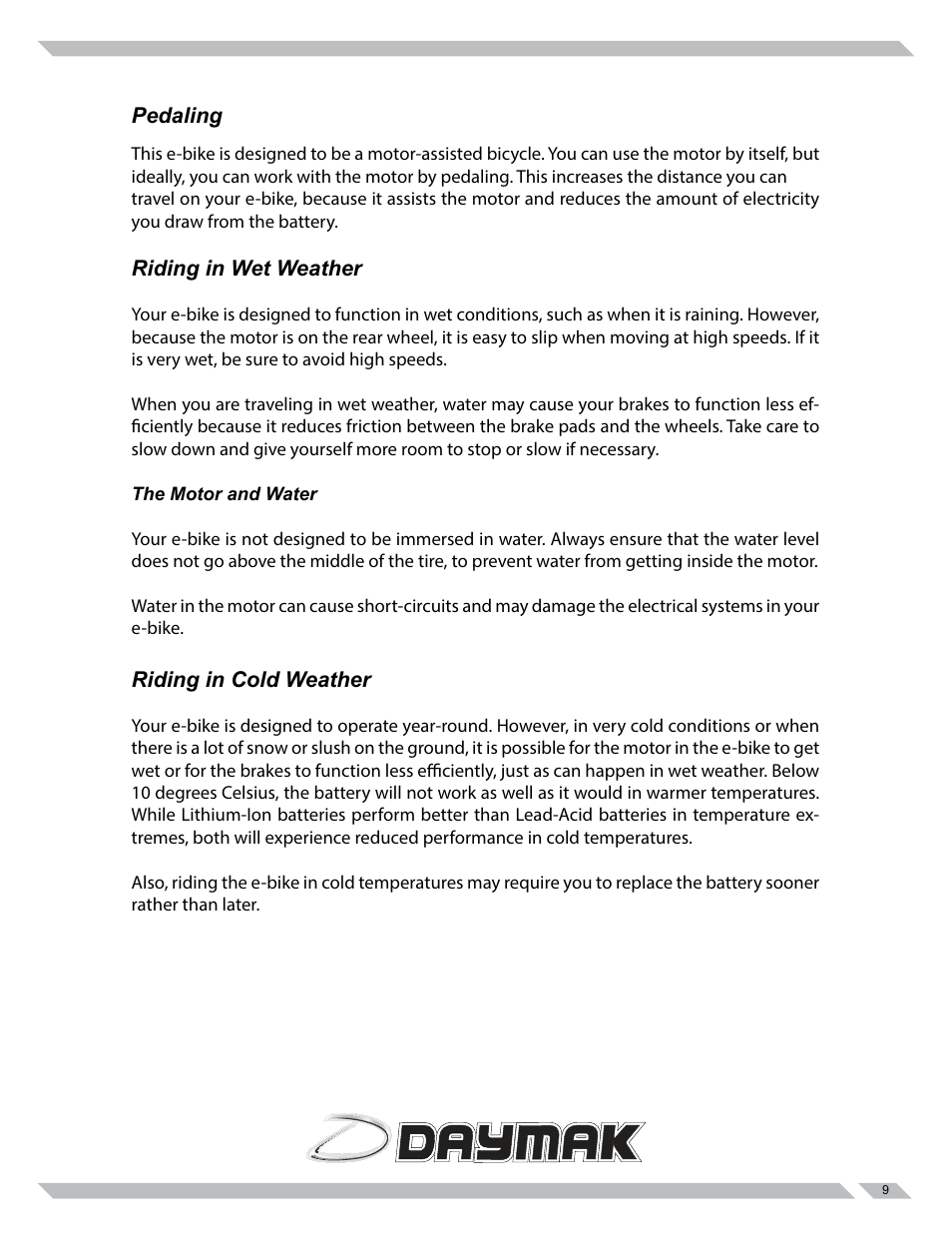 Daymak Rome Lithium User Manual | Page 9 / 27
