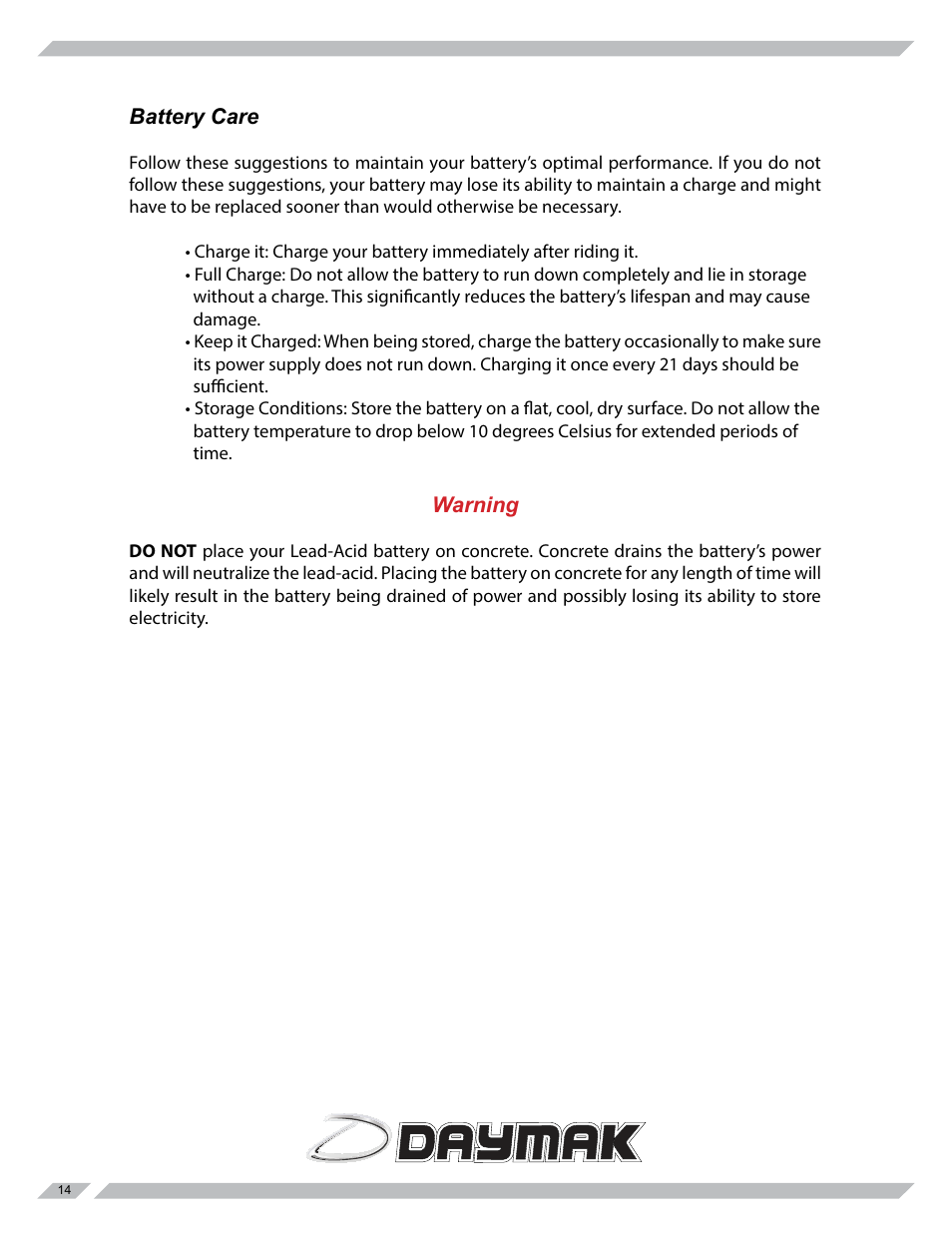 Daymak Utility Deluxe User Manual | Page 14 / 27