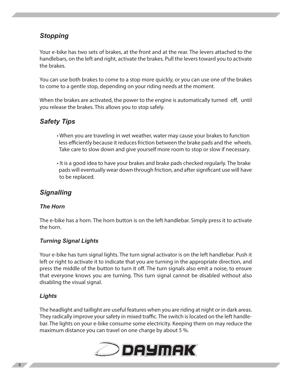 Daymak Indianapolis User Manual | Page 8 / 27