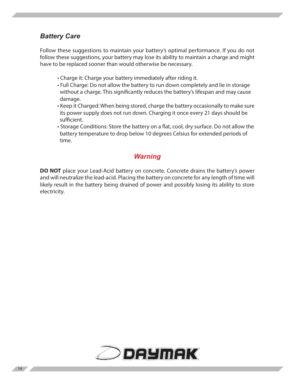 Daymak Daytona User Manual | Page 14 / 27