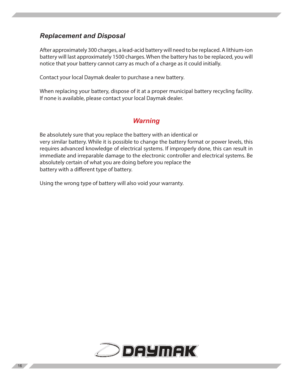 Daymak Daytona User Manual | Page 16 / 27