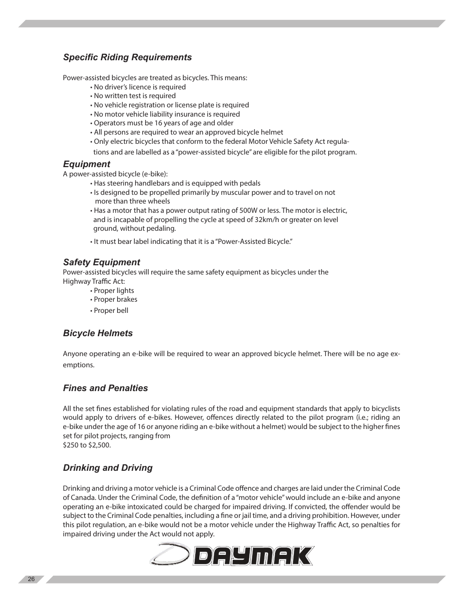 Daymak Daytona User Manual | Page 26 / 27