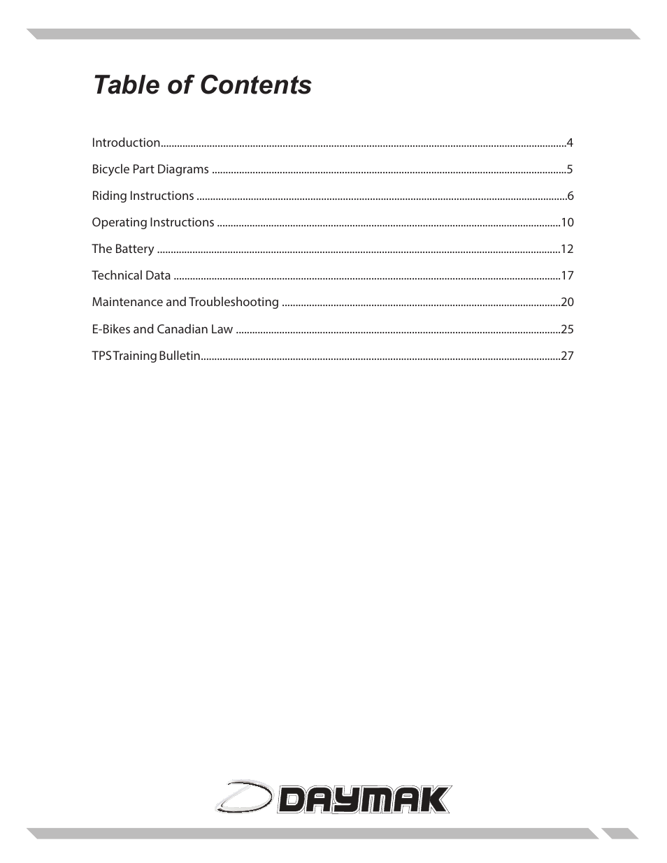 Daymak Daytona User Manual | Page 3 / 27