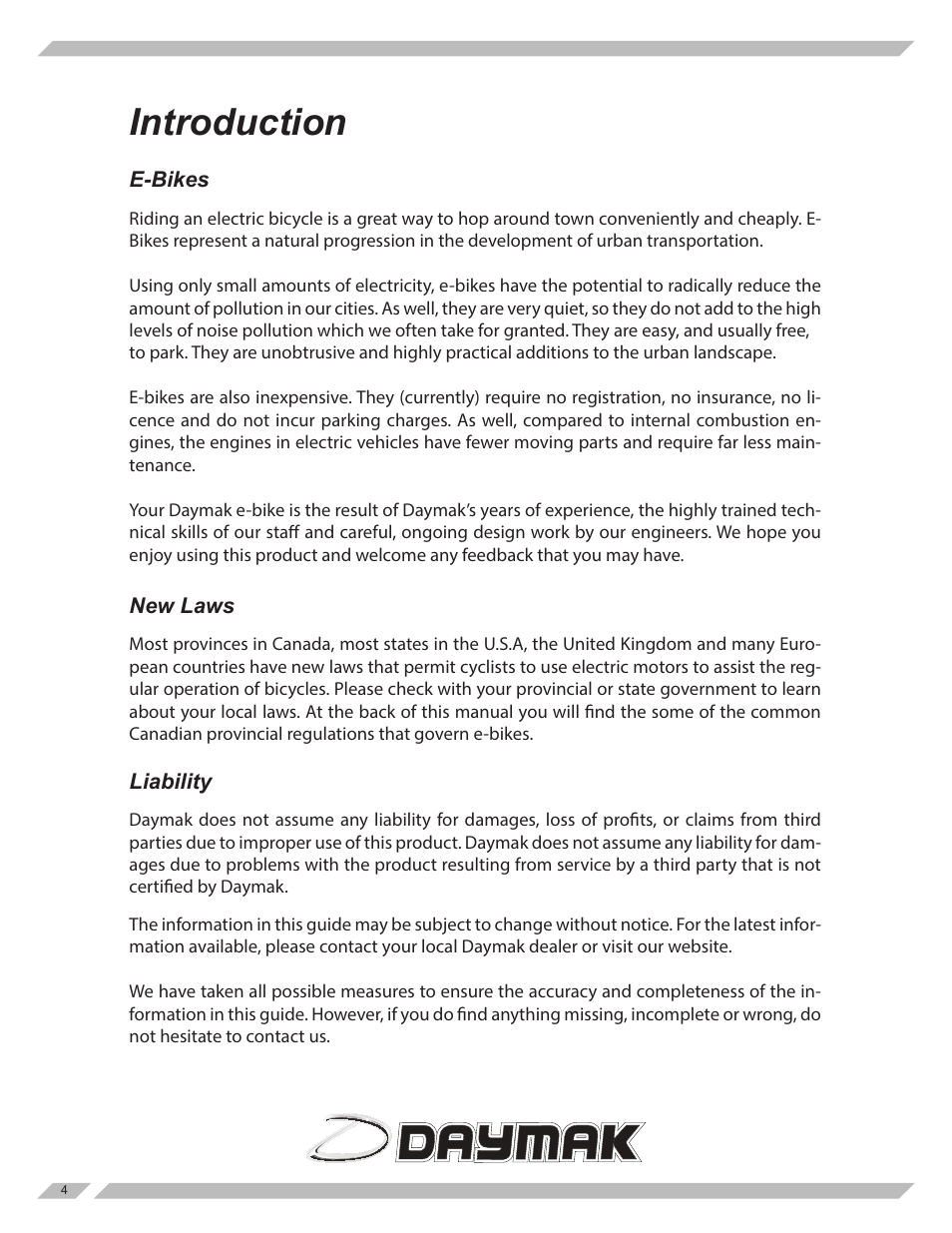 Introduction | Daymak Daytona User Manual | Page 4 / 27