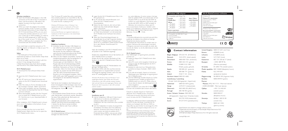 Contact information | Philips PTA01 User Manual | Page 2 / 2