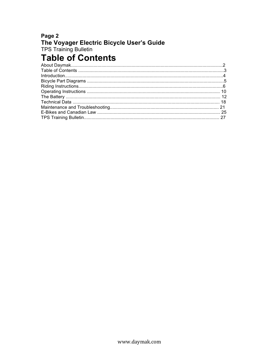 Daymak Voyager User Manual | Page 2 / 25