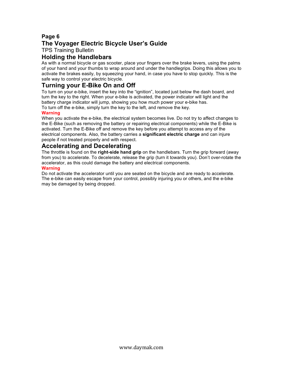 Daymak Voyager User Manual | Page 6 / 25