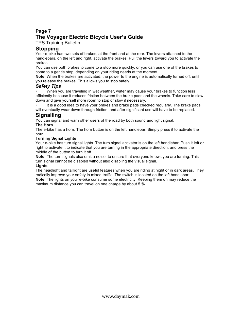 Daymak Voyager User Manual | Page 7 / 25