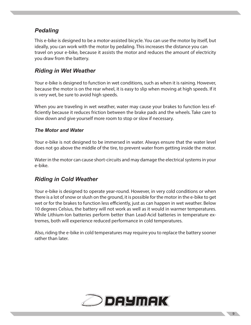Daymak Tokyo User Manual | Page 9 / 27