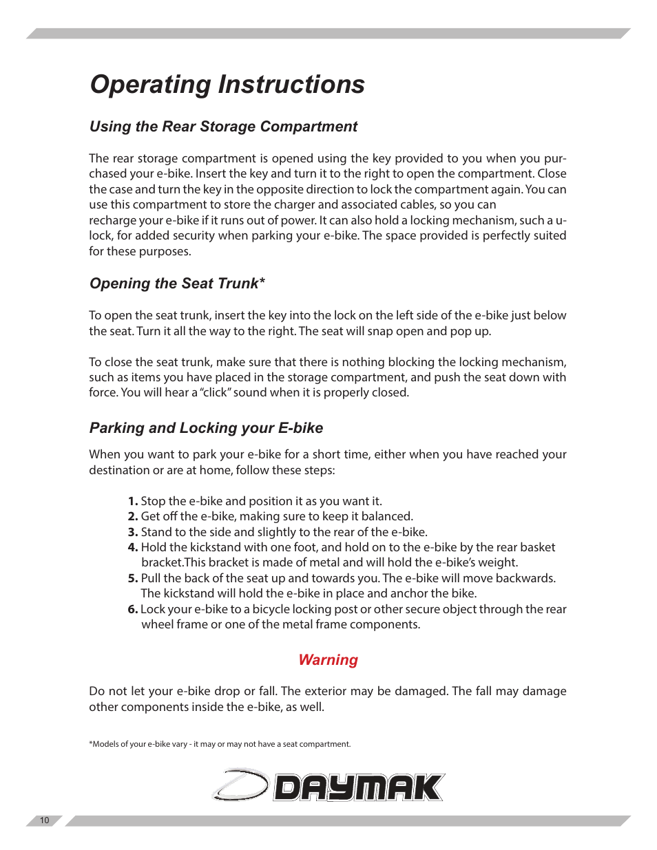 Operating instructions | Daymak Beijing User Manual | Page 10 / 27