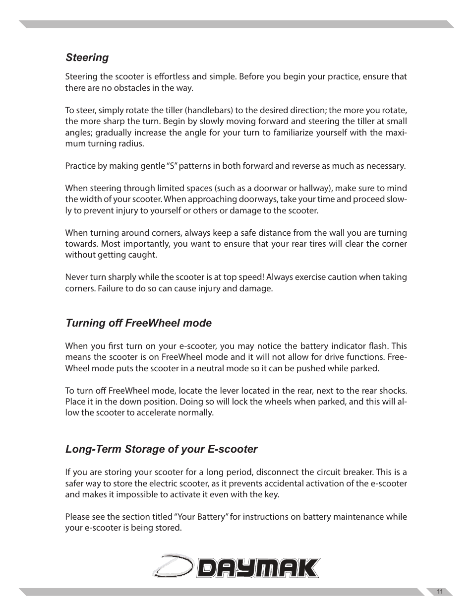Daymak Boomerbuggy Covered User Manual | Page 11 / 20