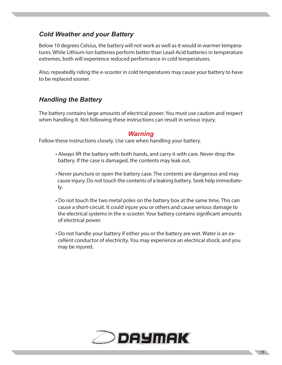 Daymak Boomerbuggy Covered User Manual | Page 15 / 20