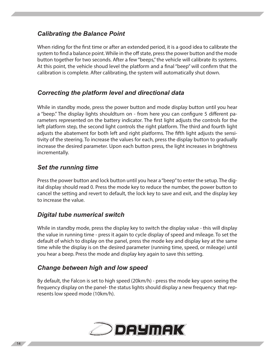 Daymak Boomerbuggy Falcon User Manual | Page 14 / 14