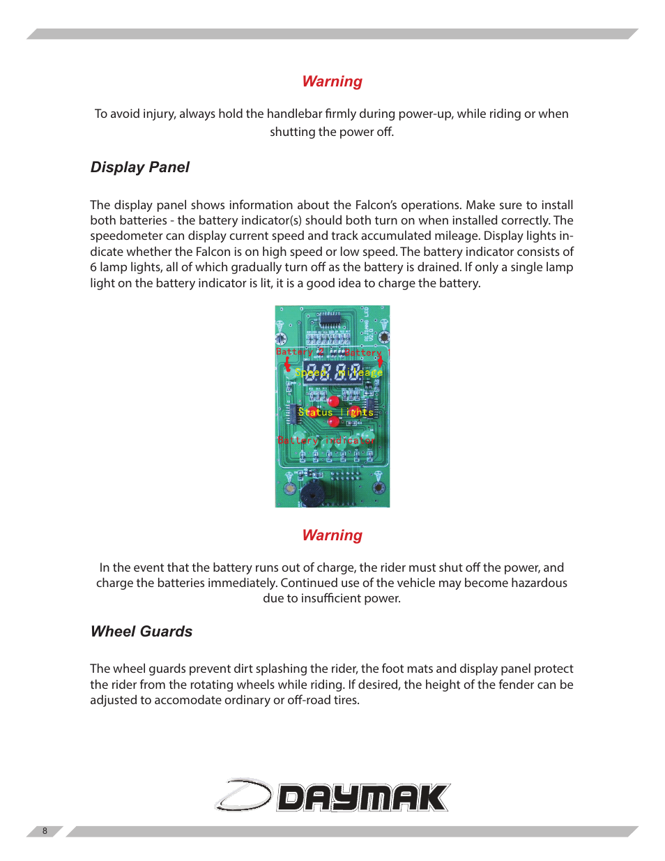 Daymak Boomerbuggy Falcon User Manual | Page 8 / 14