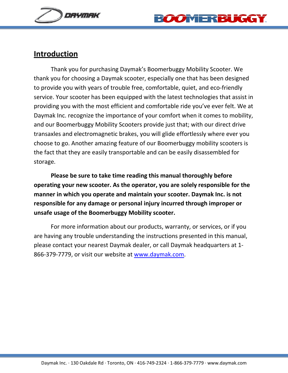 Introduction | Daymak Boomerbuggy IV User Manual | Page 2 / 22