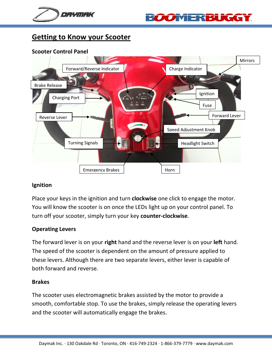 Getting to know your scooter | Daymak Boomerbuggy IV User Manual | Page 7 / 22