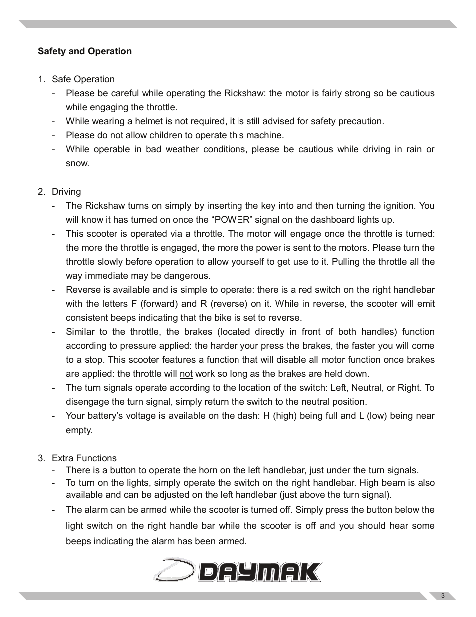 Daymak Boomerbuggy Rickshaw User Manual | Page 3 / 6