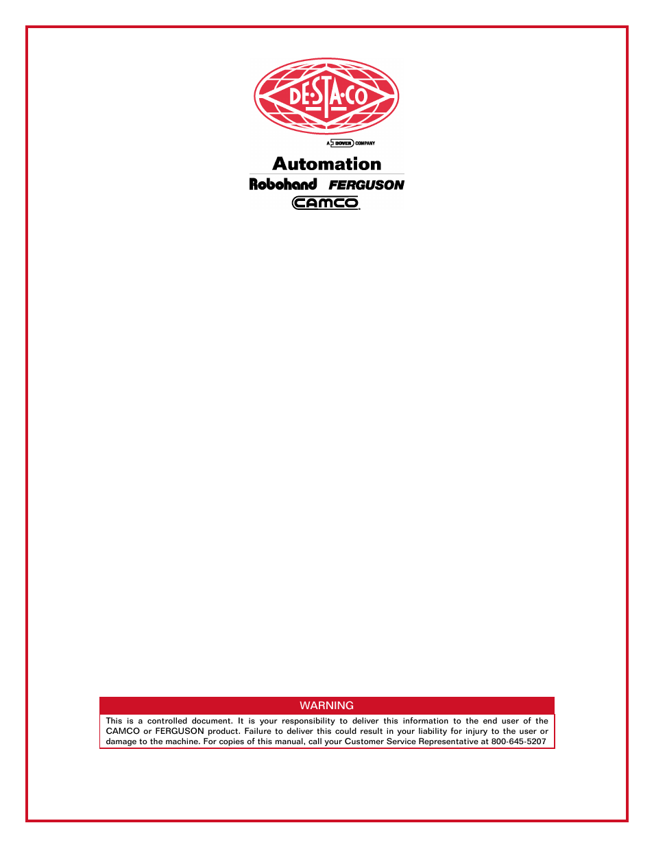 DE-STA-CO 600RGD/RGS User Manual | 16 pages