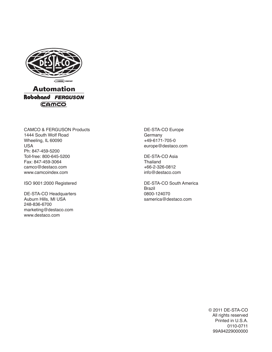 Automation | DE-STA-CO 115RSD User Manual | Page 16 / 16