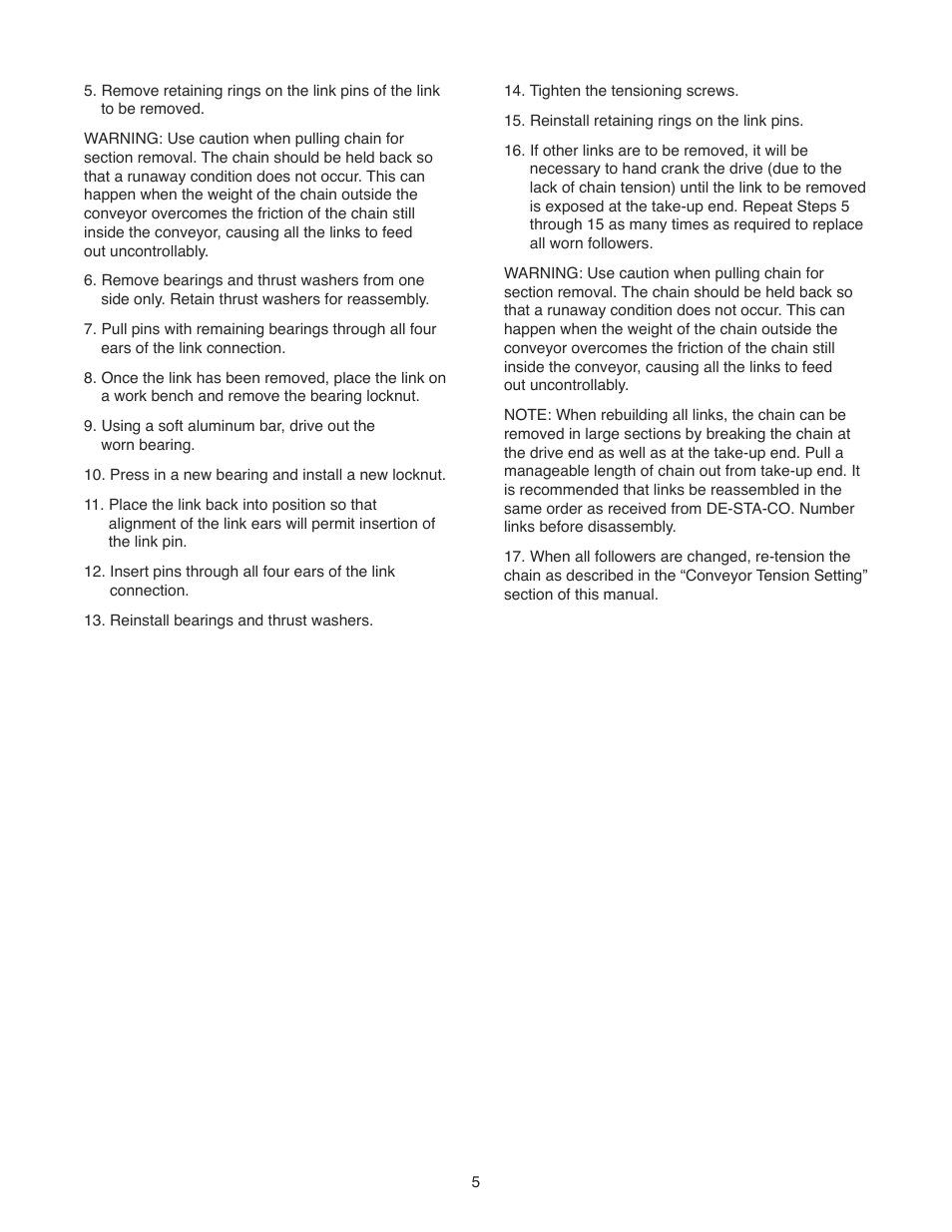 DE-STA-CO Rite-Link Conveyors 75mm, 115mm and 150mm LINKS User Manual | Page 6 / 20