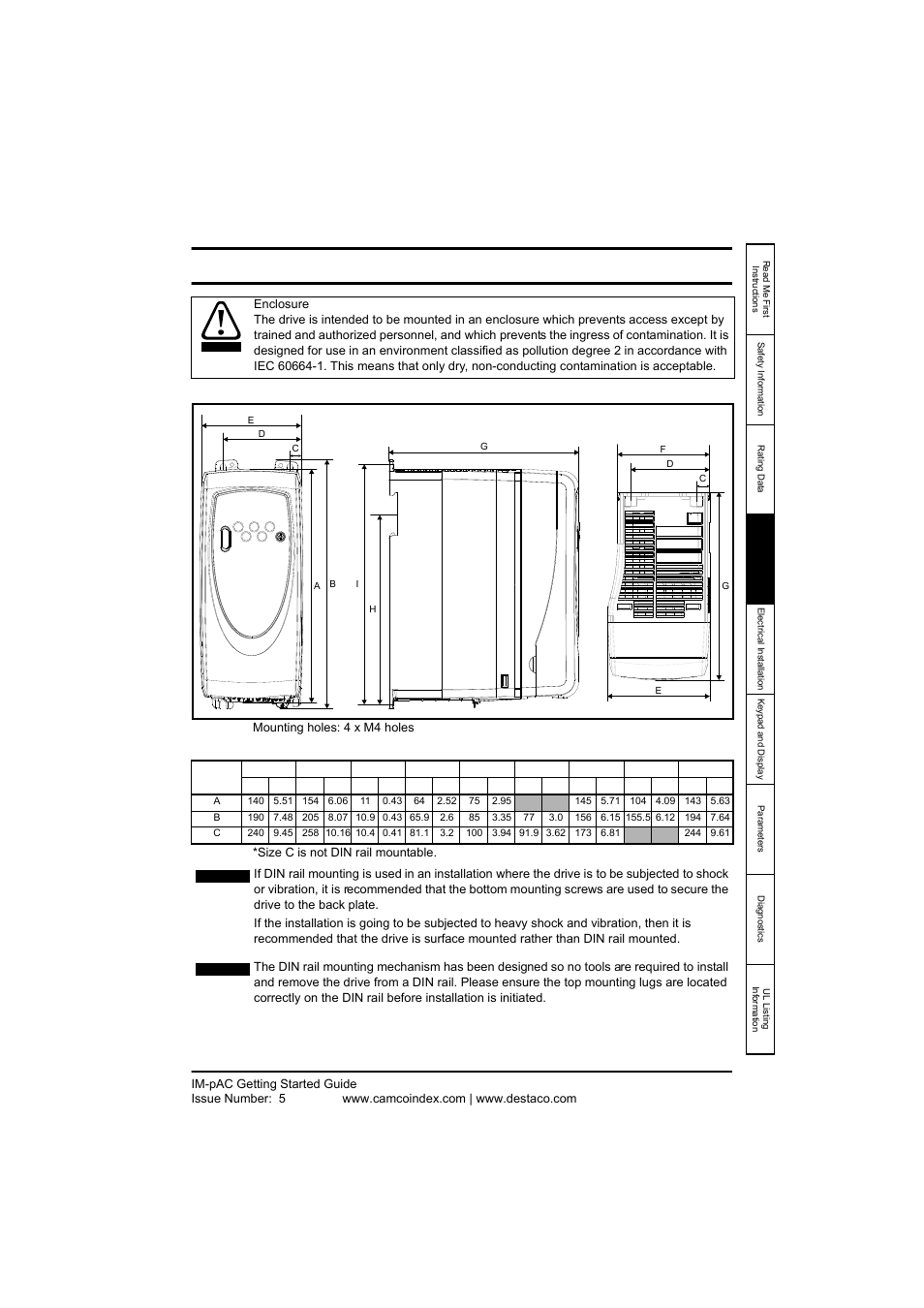 4 mechanical installation, Mechanical installation, Inst al | Lati, 4mechanical installation | DE-STA-CO IM-pAC AC Drive Getting Started Guide User Manual | Page 37 / 72