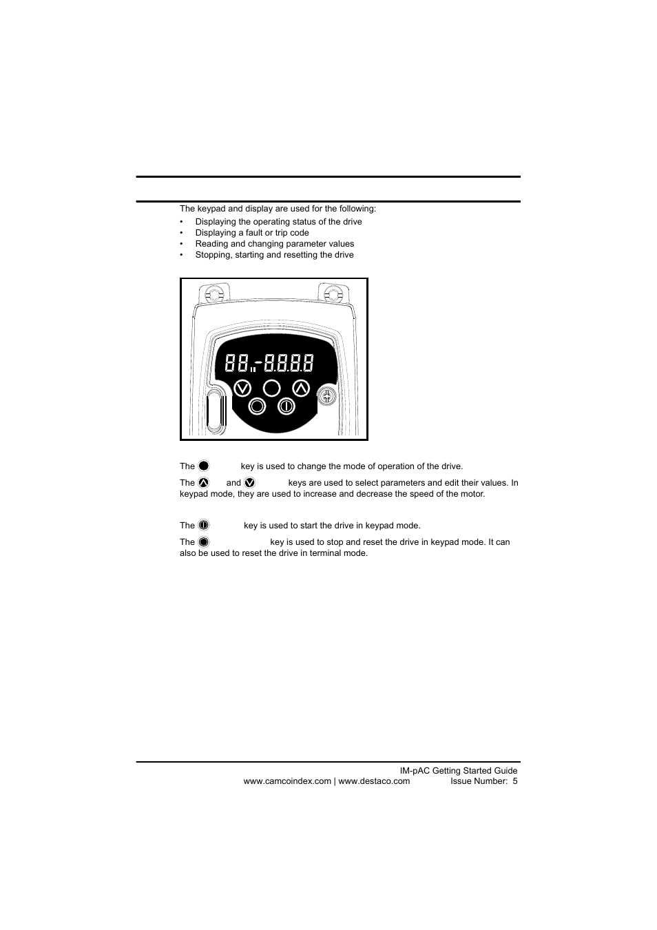 6 keypad and display, 1 programming keys, 2 control keys | Keypad and display, Programming keys, Control keys, Ispl, 6keypad and display | DE-STA-CO IM-pAC AC Drive Getting Started Guide User Manual | Page 46 / 72