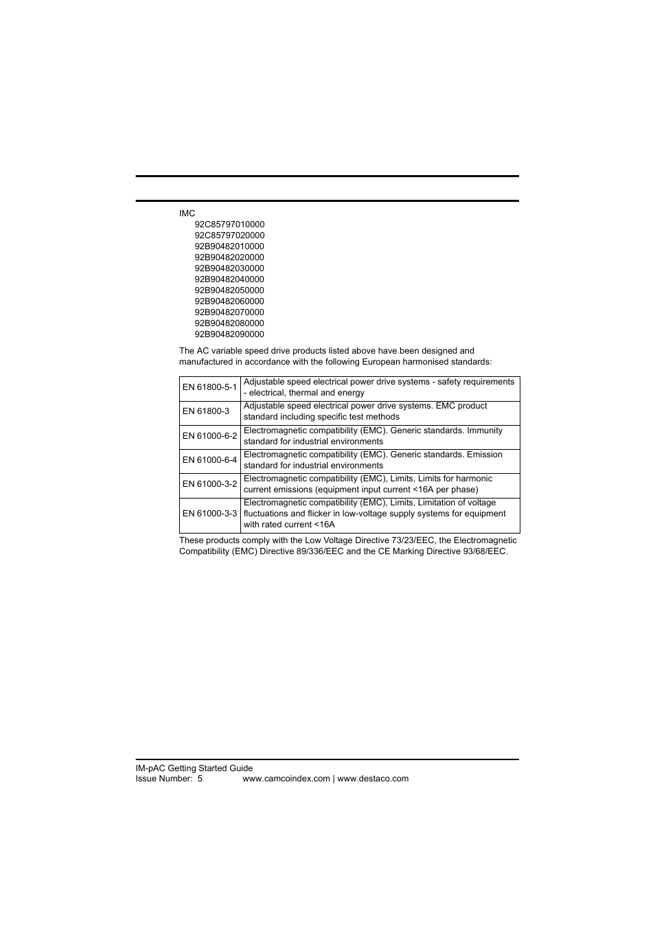 Declaration of conformity | DE-STA-CO IM-pAC AC Drive Getting Started Guide User Manual | Page 5 / 72