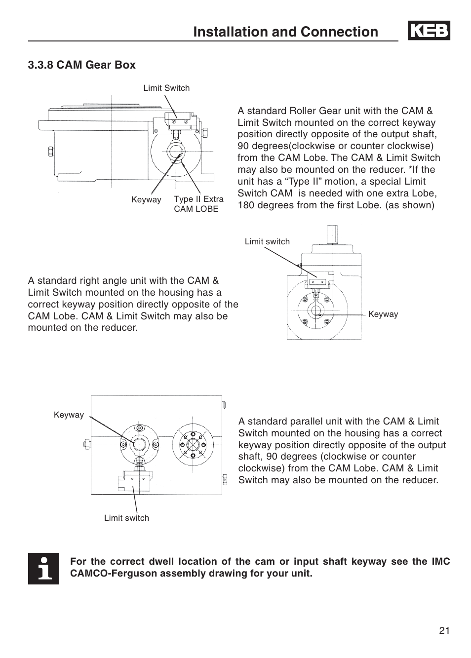 8 cam gear box, Installation and connection | DE-STA-CO F5-B AC Inverter Drive User Manual | Page 21 / 56