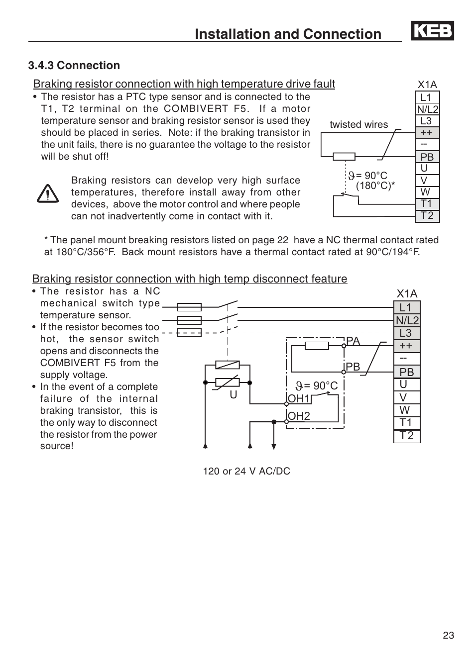 3 connection, Installation and connection | DE-STA-CO F5-B AC Inverter Drive User Manual | Page 23 / 56