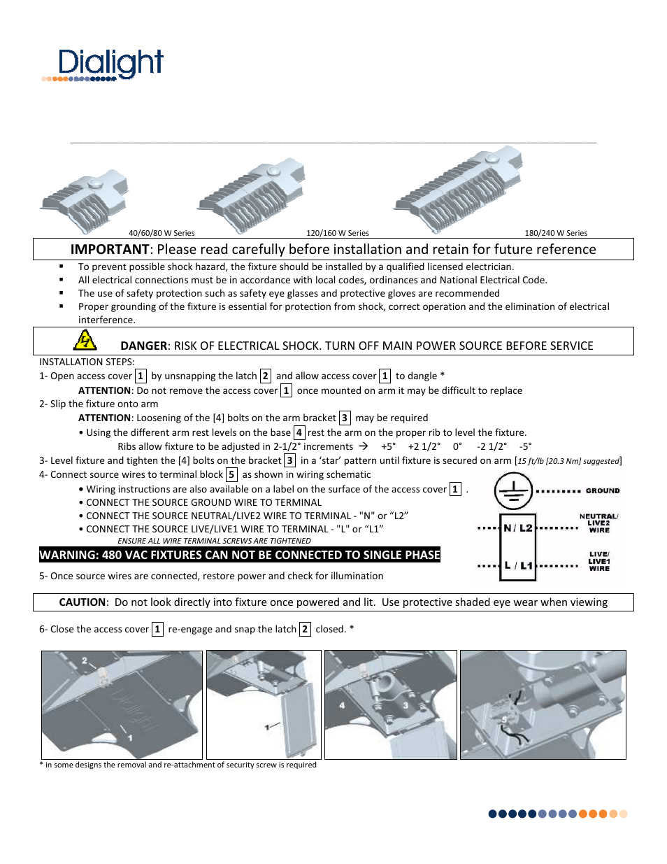 Dialight SL SERIES StreetSense LED Street Light User Manual | 3 pages