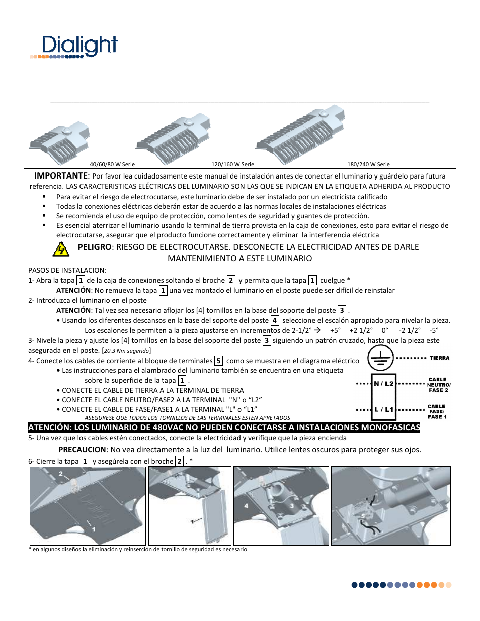Dialight SL SERIES StreetSense LED Street Light User Manual | Page 2 / 3