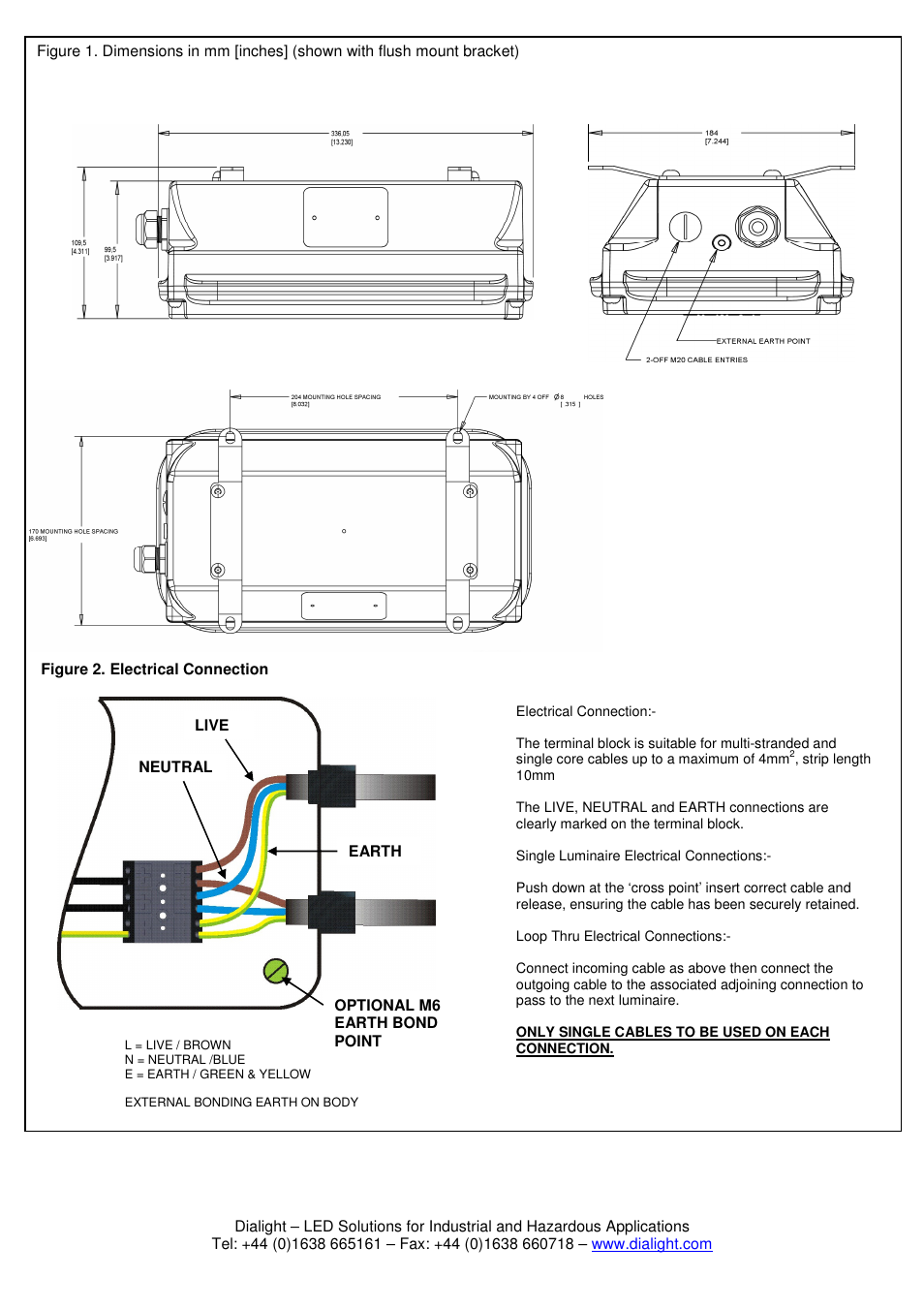 Dialight SafeSite LED Bulkhead - ATEX/IECEx User Manual | Page 2 / 6