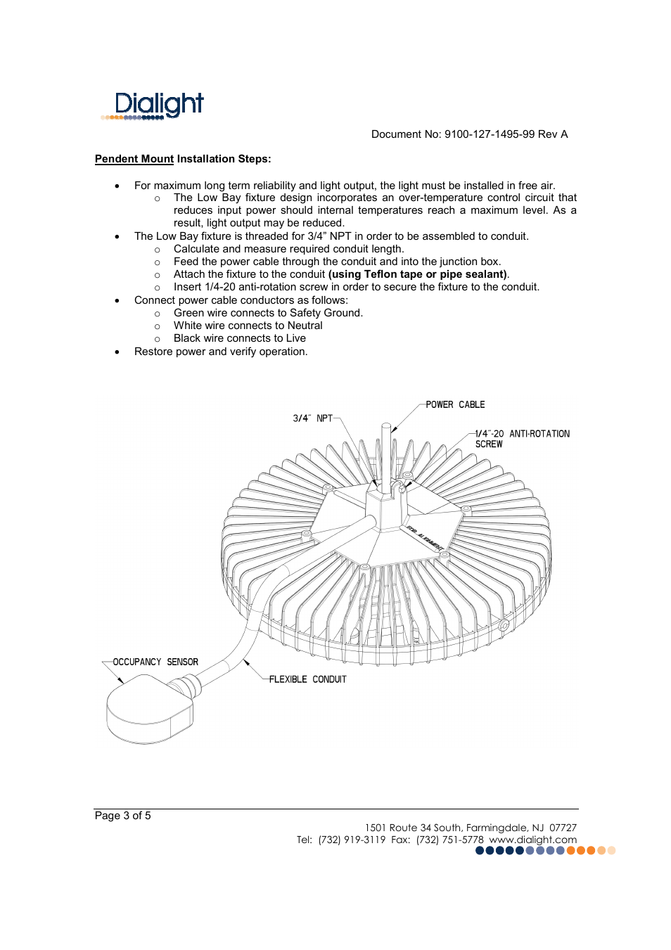 Dialight LBW1C2D DuroSite LED Low Bay User Manual | Page 3 / 5
