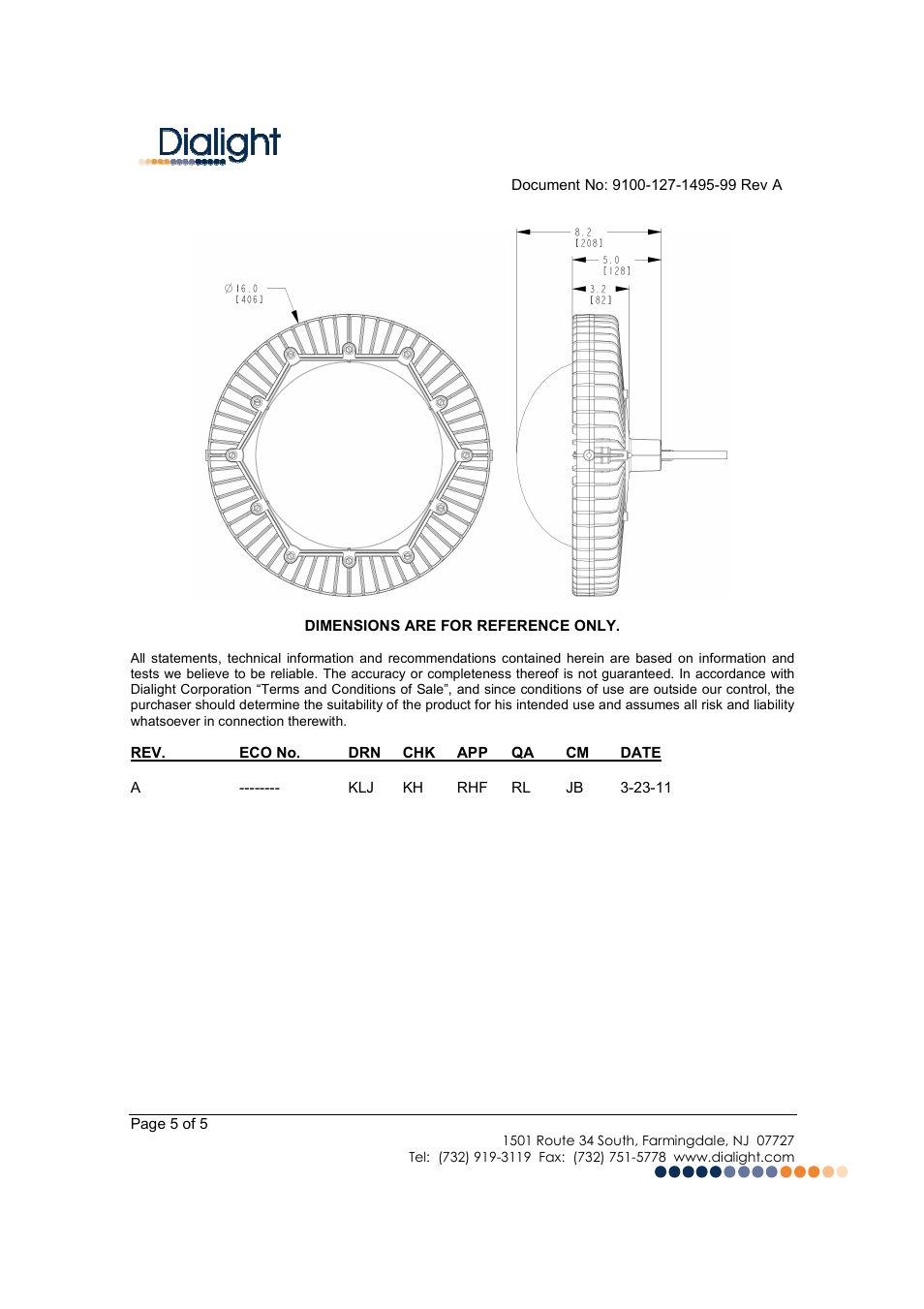 Dialight LBW1C2D DuroSite LED Low Bay User Manual | Page 5 / 5