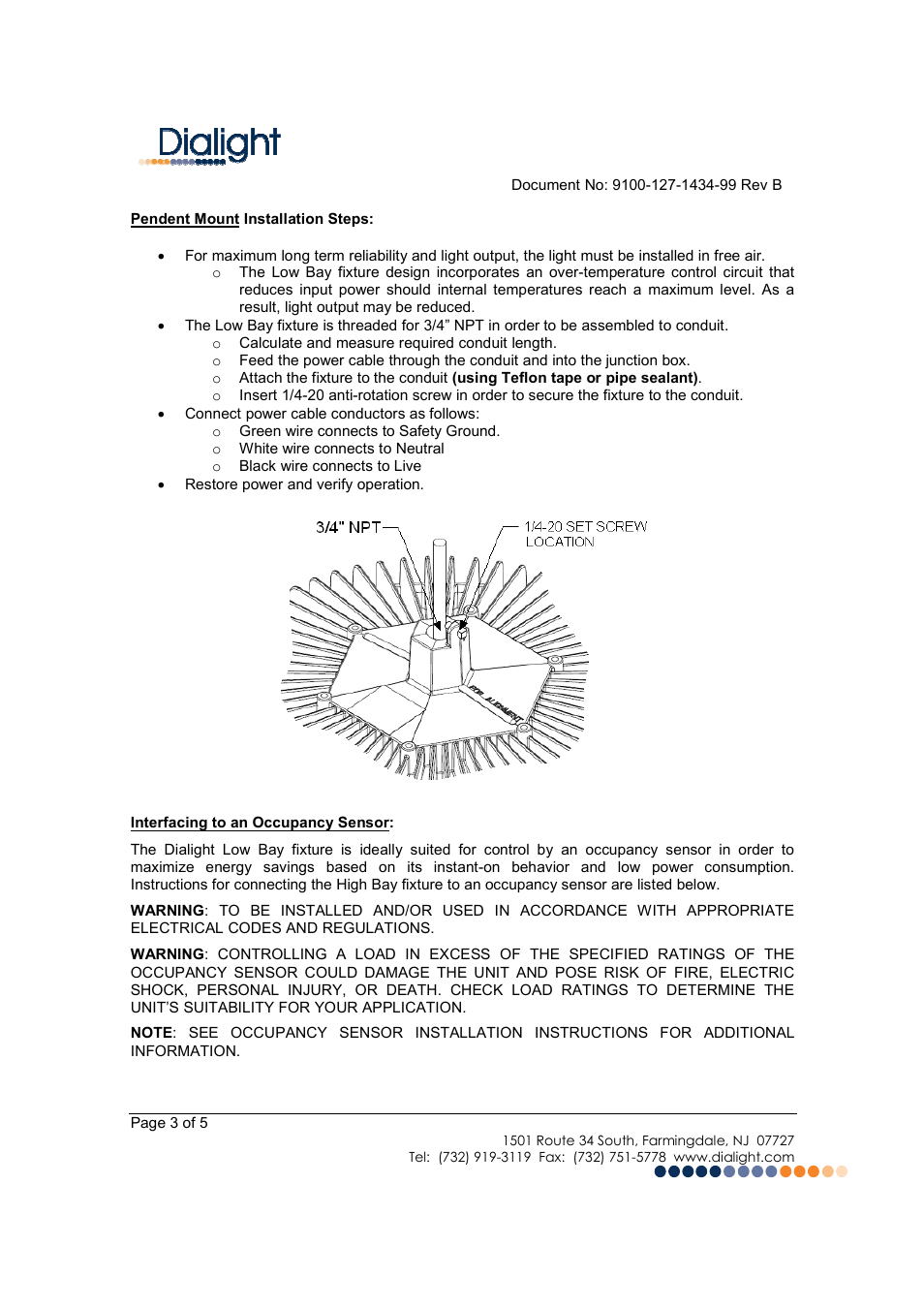 Dialight LBW1X1X DuroSite LED Low Bay User Manual | Page 3 / 5