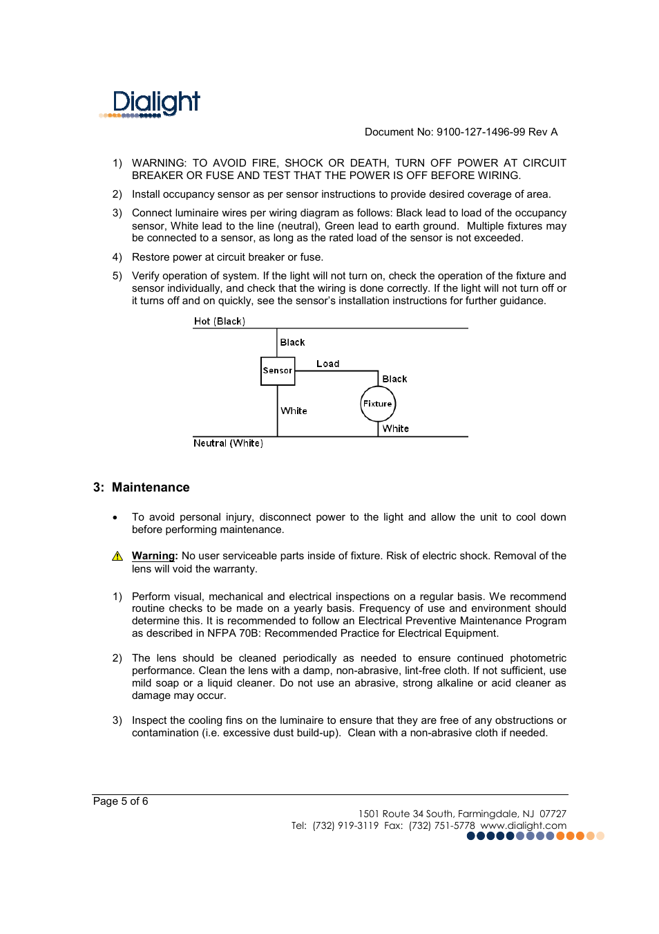 Dialight LBW1C5D DuroSite LED Low Bay User Manual | Page 5 / 6