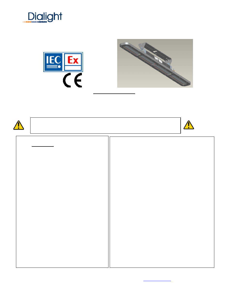 Dialight SafeSite LED Linear - ATEX/IECEx User Manual | 6 pages