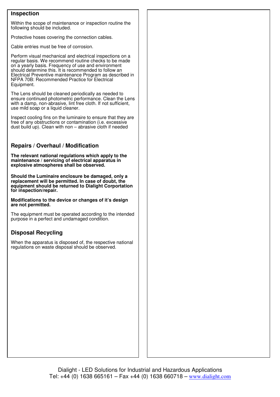 Dialight SafeSite High Bay ATEX/IECEx User Manual | Page 4 / 5