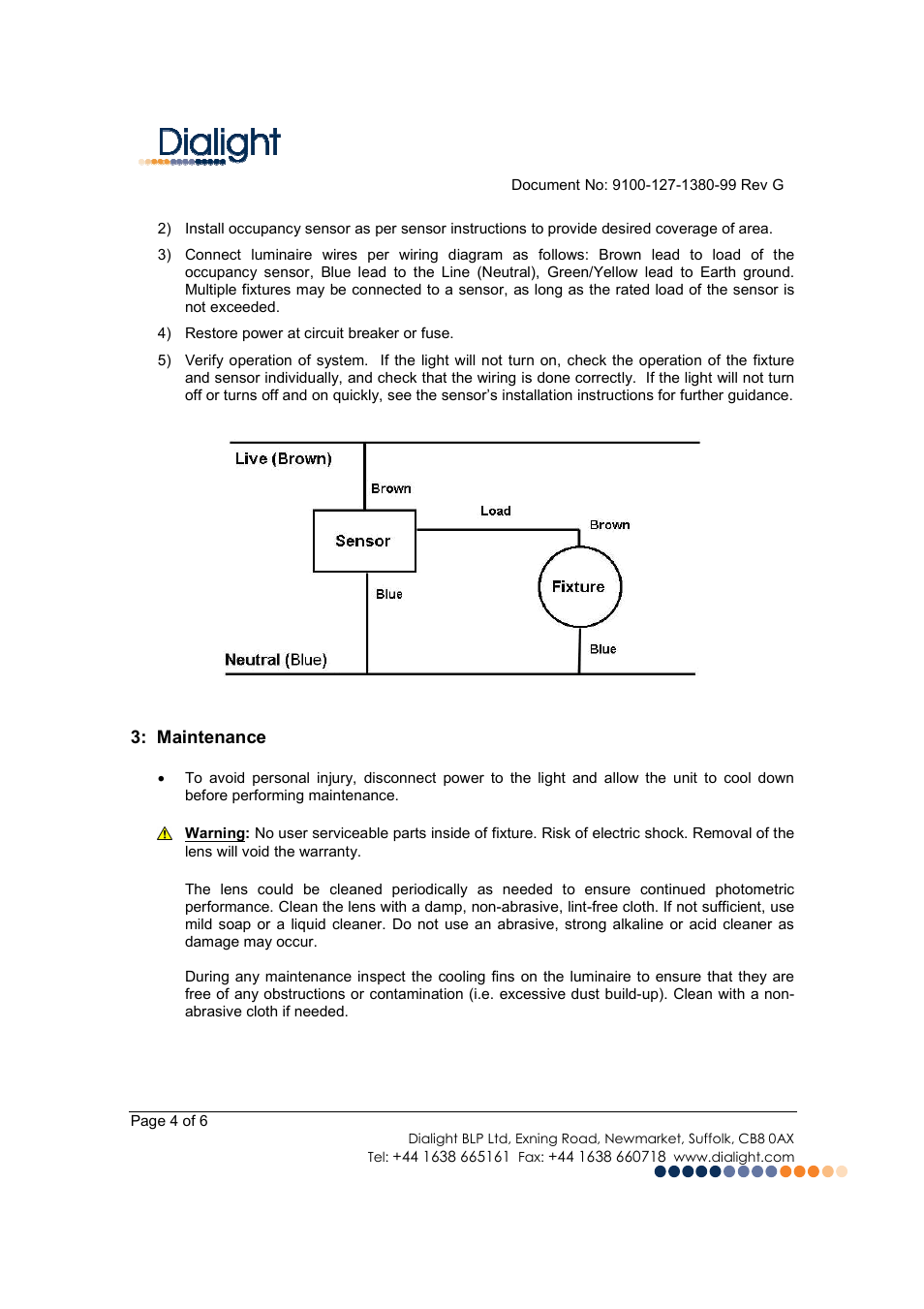 Dialight HB-XXXX-EU DuroSite LED High Bay User Manual | Page 4 / 6