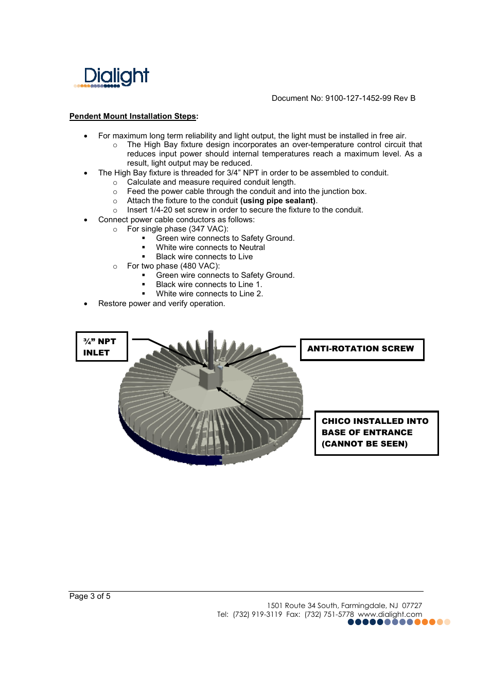 Dialight HBCXX6X SafeSite LED High Bay User Manual | Page 3 / 5
