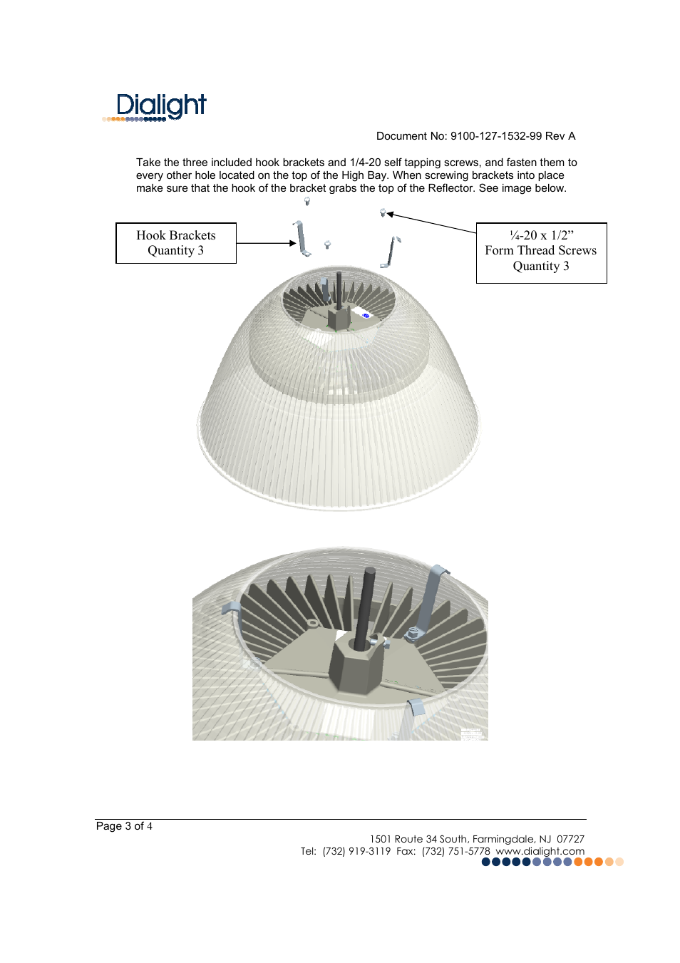 Dialight HBXREF22 DuroSite LED High Bay User Manual | Page 3 / 4