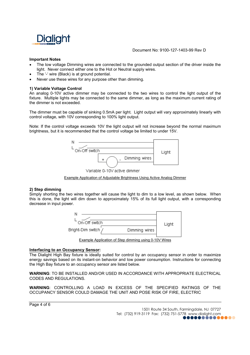 Dialight HBLC4X DuroSite LED High Bay - Variable Dimming - 100-277VAC User Manual | Page 4 / 6