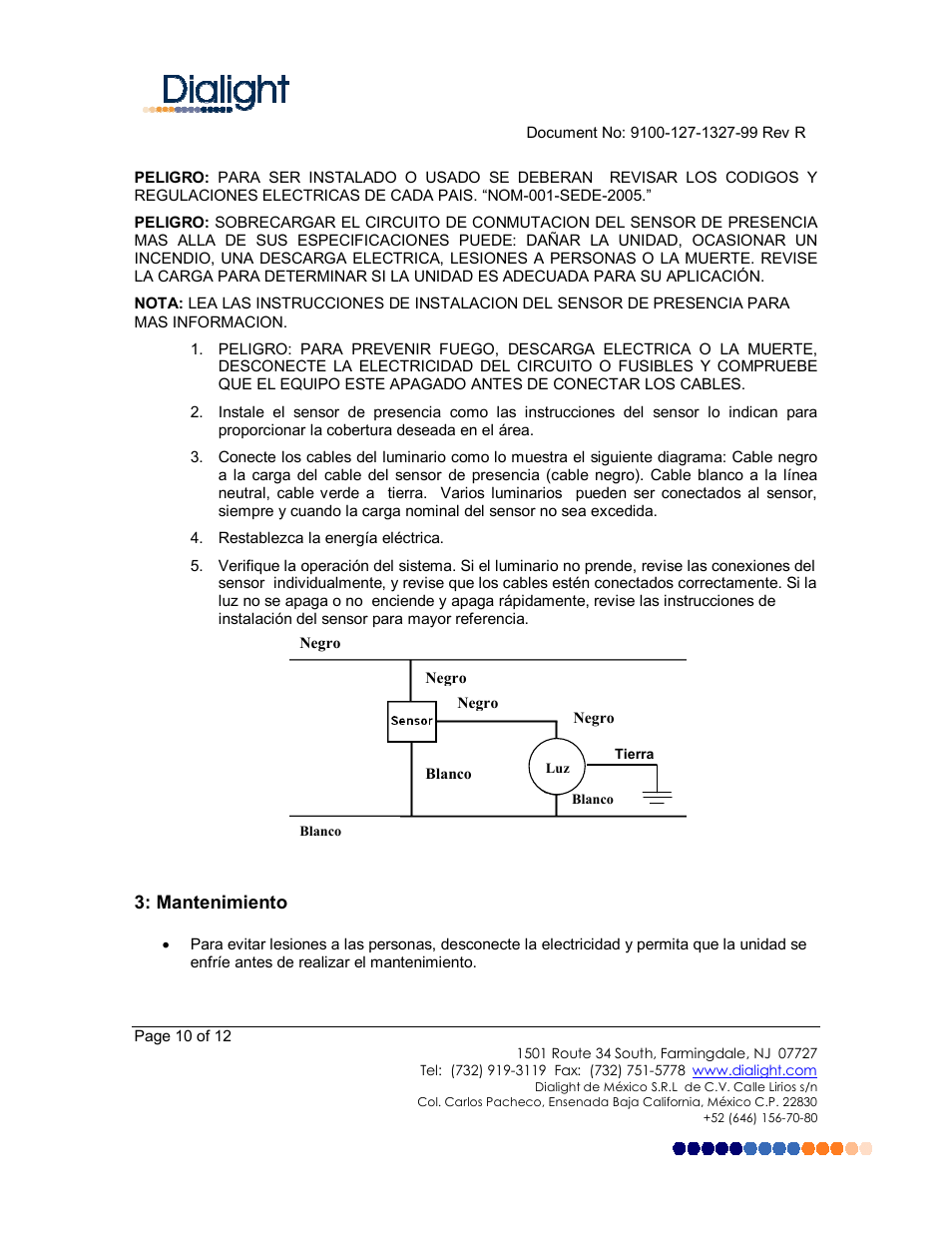 Dialight HBxxMx DuroSite LED High Bay User Manual | Page 10 / 12