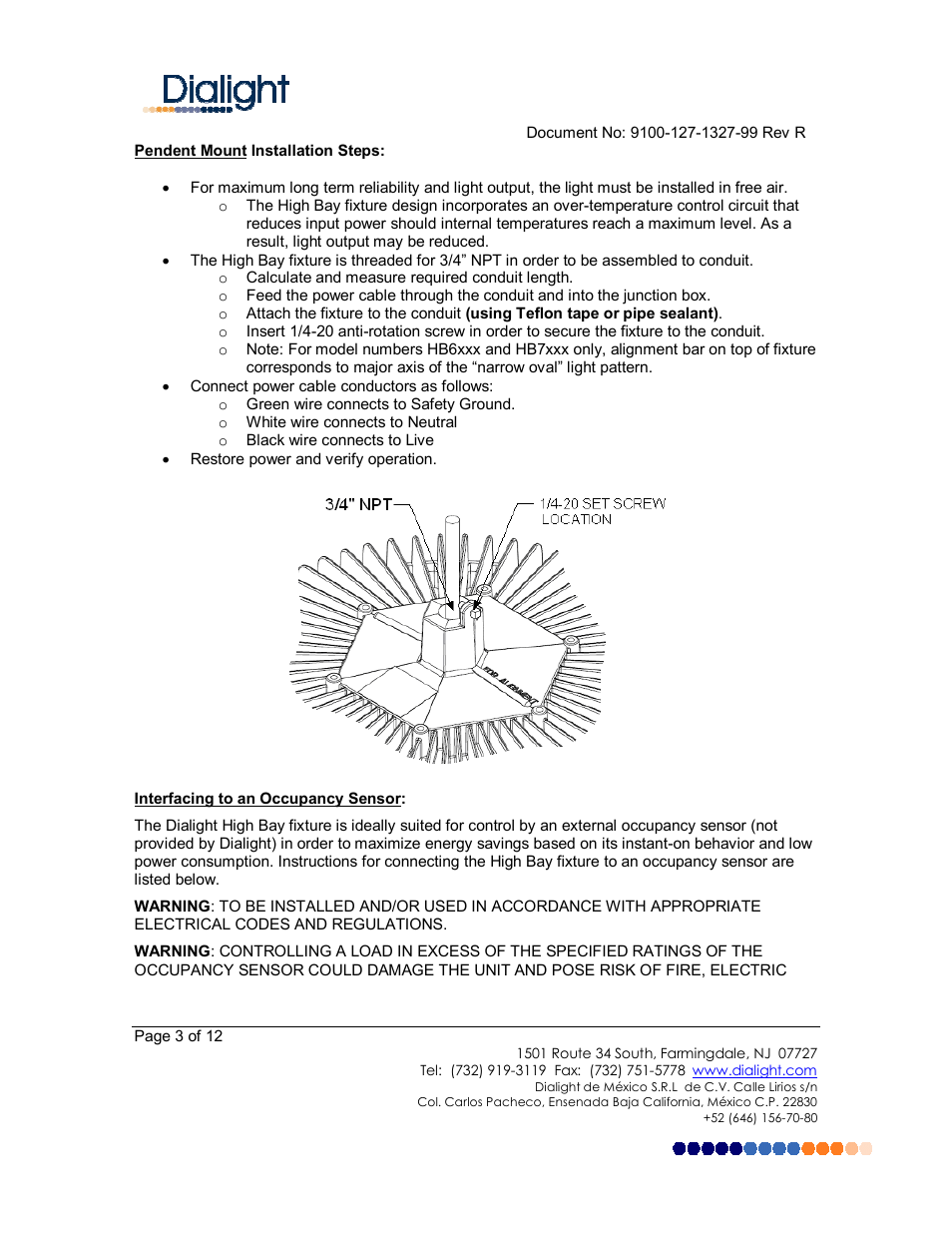 Dialight HBxxMx DuroSite LED High Bay User Manual | Page 3 / 12