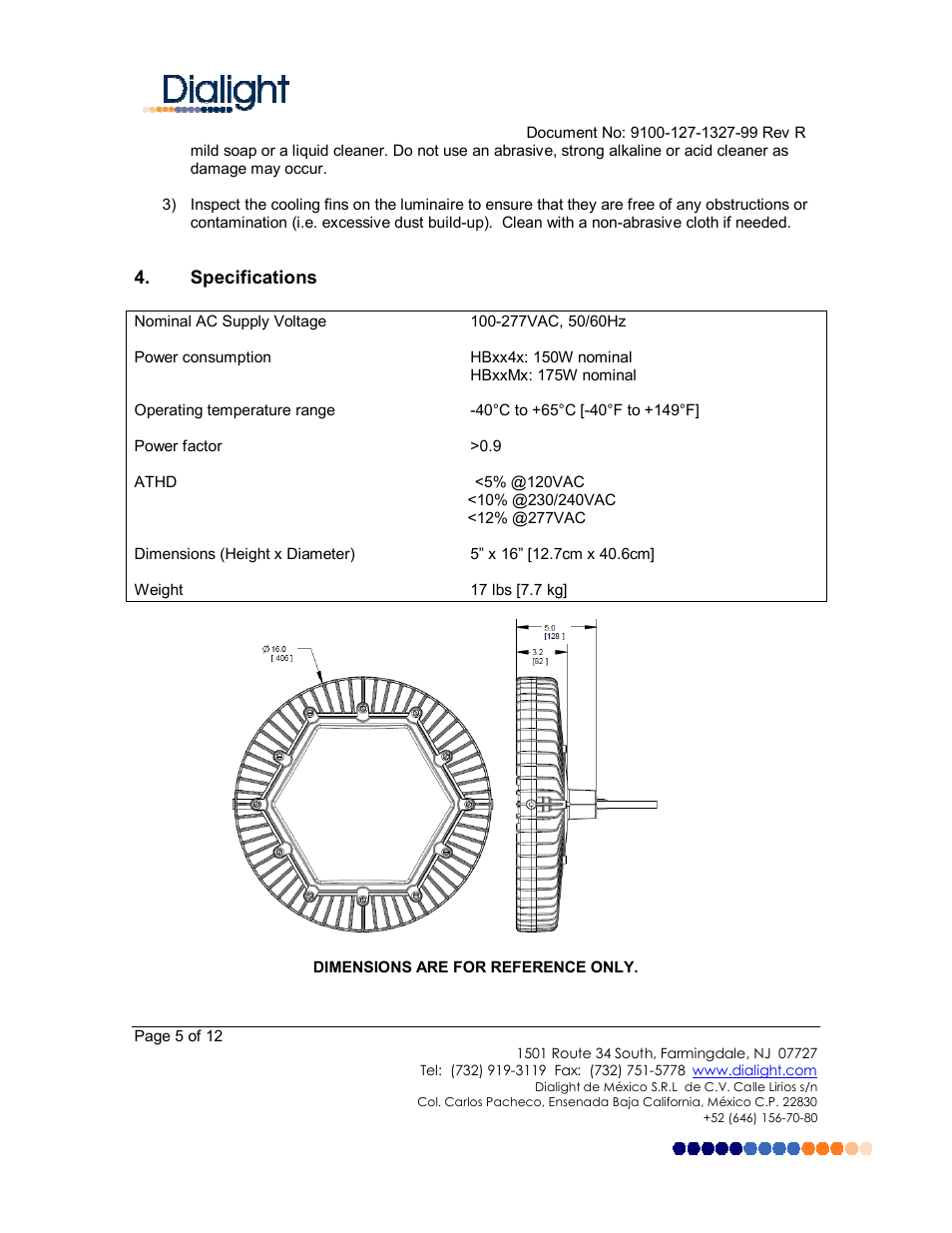 Dialight HBxxMx DuroSite LED High Bay User Manual | Page 5 / 12