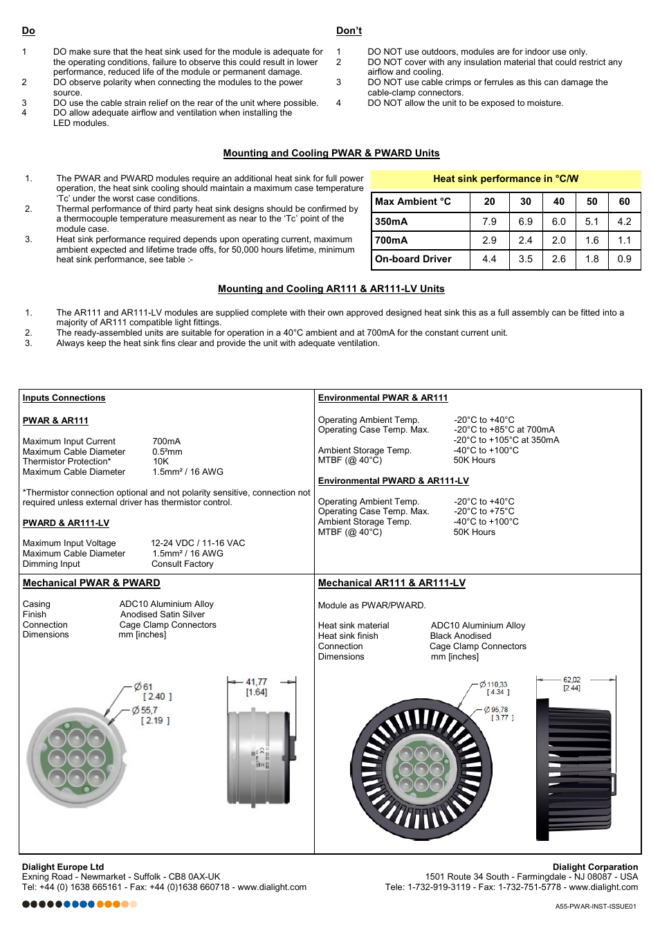 Dialight AR111-LV-AA-BB LED Lighting Module User Manual | Page 2 / 2